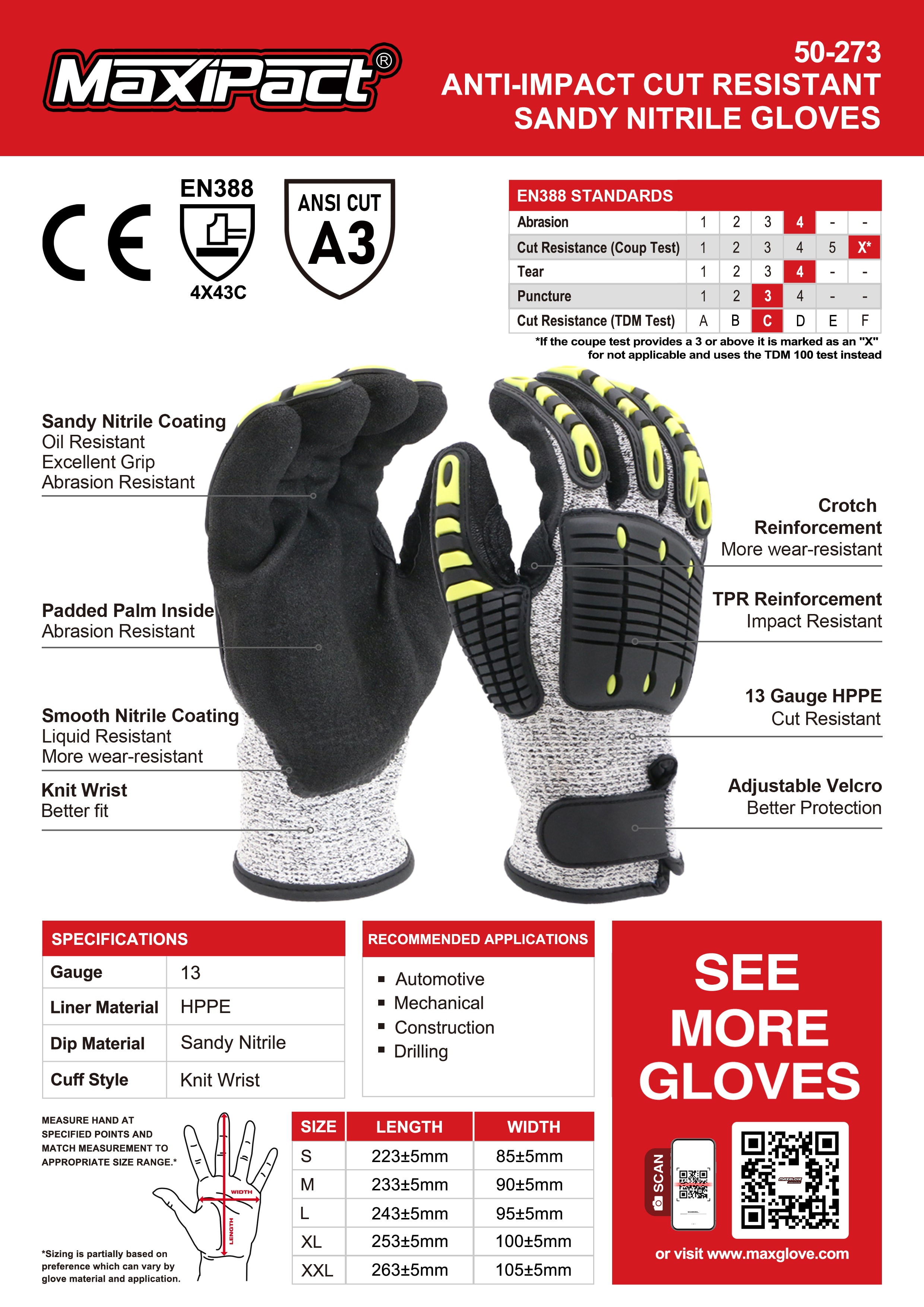 Hyperscale Vault PRO Series spec sheet — MaxiPact 50-273 ANSI A6 impact-resistant cut-resistant glove